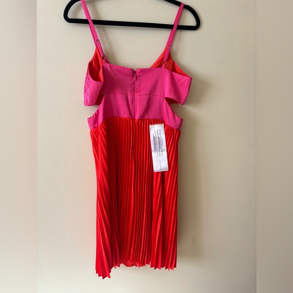 BCBGMaxAzria Vibrant Pink and Orange Pleated Dress - Picture 3 of 4
